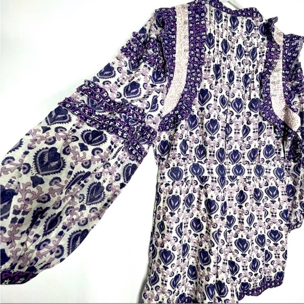 Sea New York Brigitte Border Long Sleeve Romper Size 12 Multicolor Purple NWOT - Picture 8 of 16